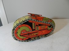 VINTAGE MARX TIN LITHO TANK- U.S. ARMY TOY TANK- WIND-UP TOY TANK- MILITARY TOY
