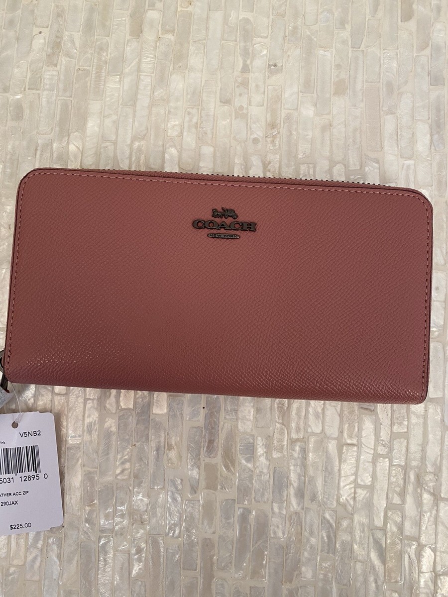 Coach Crossgrain Leather Accordion Zip Wallet V5/ Vintage Pink
