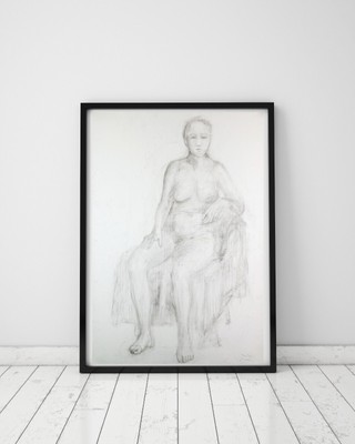 Originalzeichnung Lesen Sie figurative Holzkohlezeichnung Weibchenzeichnung für Kunstliebhaber