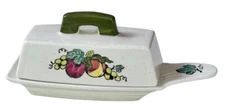 Metlox Poppytrail Butter Dish with Lid Fruits Pattern Cream Hand Painted Vintage