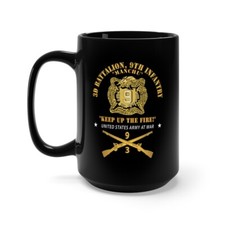 Black Mug 15oz - 3d Bn 9th Infantry Regiment - DUI - Army At War w IN Branch