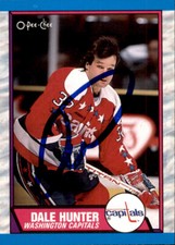 Dale Hunter Signed Auto 1989-90 O-Pee-Chee card Washington Capitals