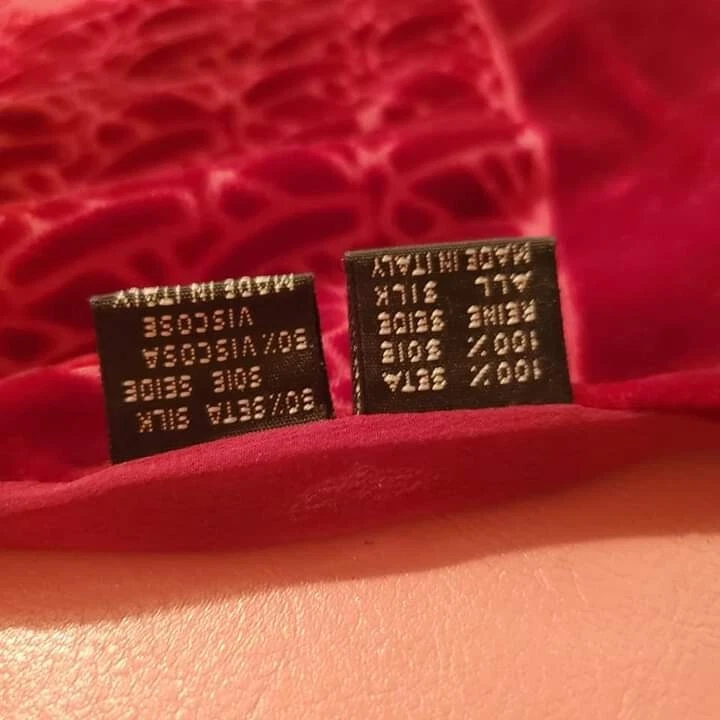 ВИНТАЖНЫЙ КРАСНЫЙ ВЕЛЮРОВЫЙ ШАРФ ОТ PALOMA PICASSO 1980 РЕДКИЙ - Изображение 4 из 4