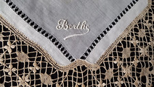 5301 / Raffiné Mouchoir Ancien D'homme En Voile De Lin Blanc Et Rivieres De Jours Monogramme Emile Linge Ancien 5301 / Raffiné Mouchoir Ancien D'homme En Voile De Lin Blanc Et Rivieres De Jours Monogramme Emile Linge Ancien