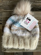 Hand Knitted Faux Fur Pom Pom Beanie