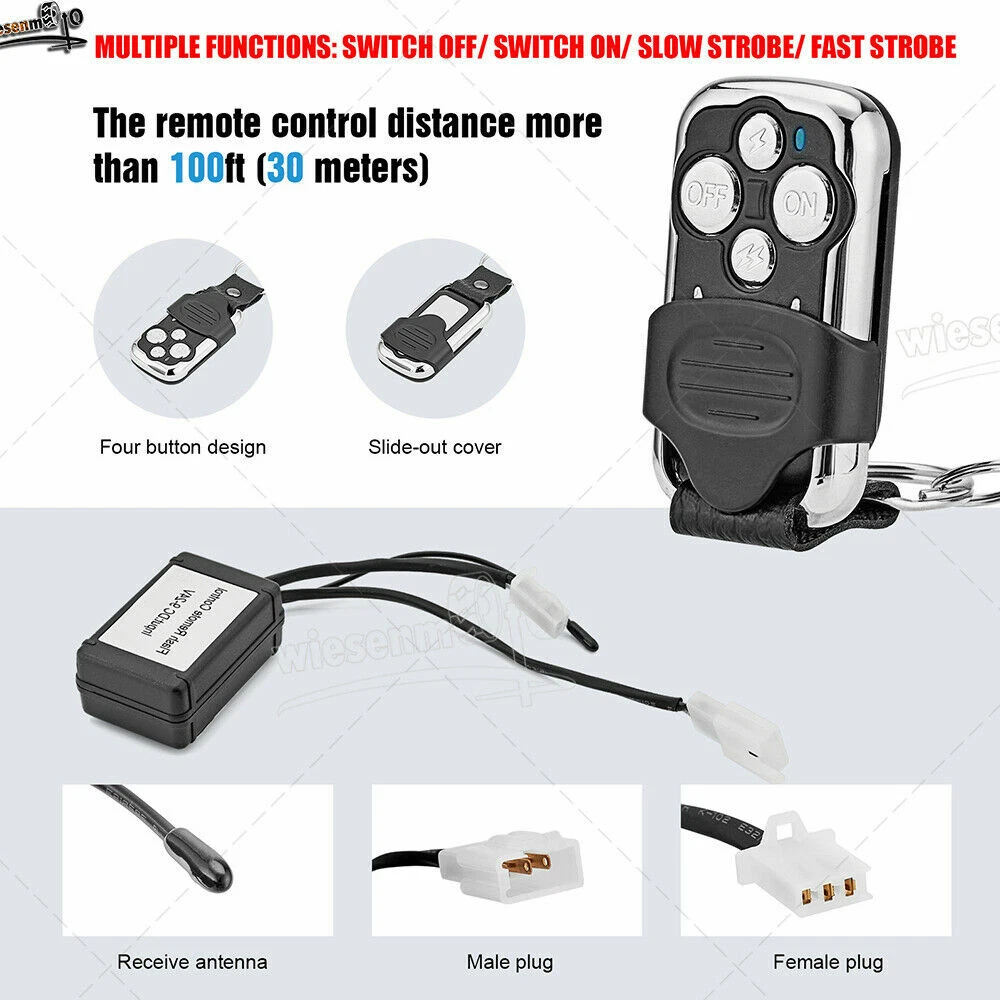 4-Button Wireless Remote Control Switch Receiver Kit for LED Light Bar  Truck Car