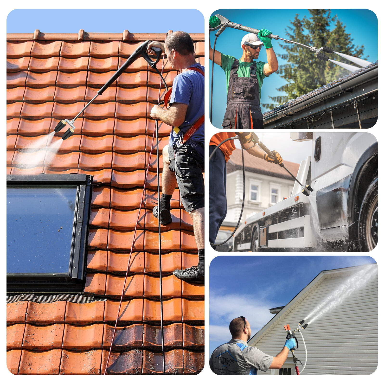 360° Rotating Dual Turbo Pressure Washer Nozzle 4000 PSI 1/4” Quick Connect Head