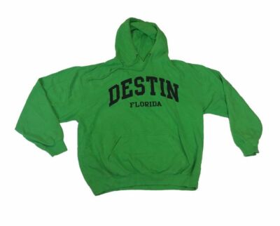 Vintage 90s Destin Florida USA College green dicker schwerer Hoodie size large