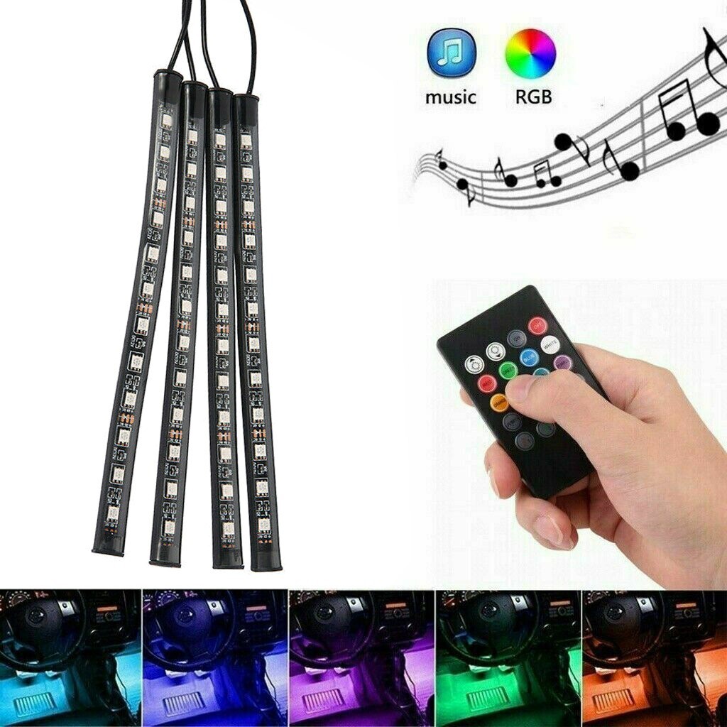 STRISCIA PER INTERNI AUTO 48 LED RGB LUCI VANO PIEDI ATMOSFERA