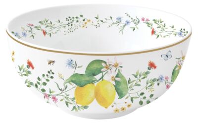 Müslischale FLEURS ET CITRONS Zitronen D. 15cm weiß gelb Porzellan Easy Life