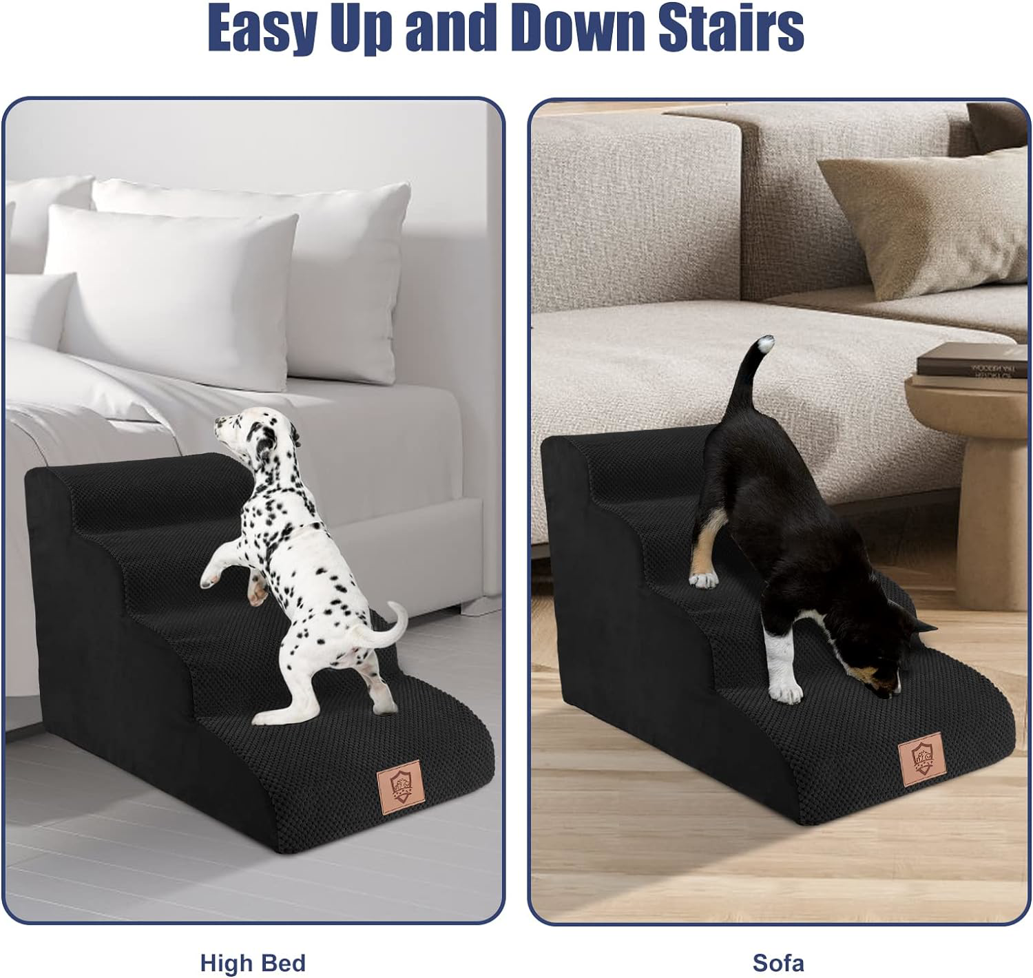 ZNM Dog Steps, 4Steps Dog Stairs Ramp for Sofa Bed, Foam Pet Stairs