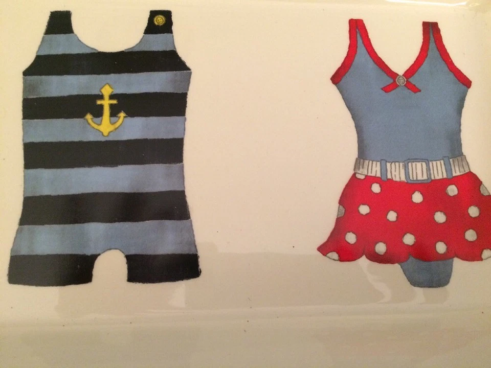 Creative Co-op 14 In Vintage Bathing Swim Suit Rectangular  Dish New - Image 3 of 4