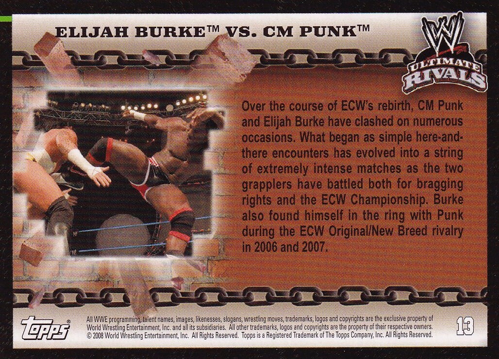 CM Punk Elijah Burke 2008 WWE Wrestling Trading Card Ultimate