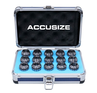 2mm to 16mm by 1mm ER-25 Collet 15 Pcs/Set in Fitted Strong Alu Box, #3350-0584