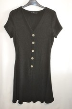 F&F womens short black v neck crinkle dress UK Size 10
