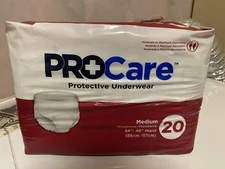 PROCare - Protective Underwear - Lot 4 Packs of 20  - Size Medium 34"- 46" Waist