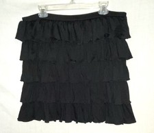 Vintage 90S RALPH Ralph Lauren Black Label Tiered Ruffled Cotton Blend Skirt L