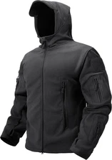 TACVASEN Mens Fleece Jacket Full Zip Tactical Hoodies Winter Coats Windproof Hoo