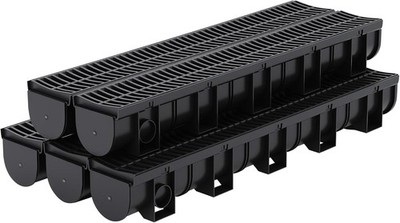 5 Pack Drainage Trench Driveway Channel Drain Kit Plastic Grate 5.9''x5.1''