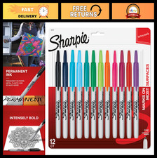 Fine Tip Permanent Markers Set, Assorted Colors, 12 Count - Ideal for Art  Labe