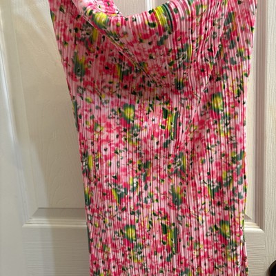 Pretty Little Thing Pink Abstract Floral Printed Plisse Strappy Maxi Dress 