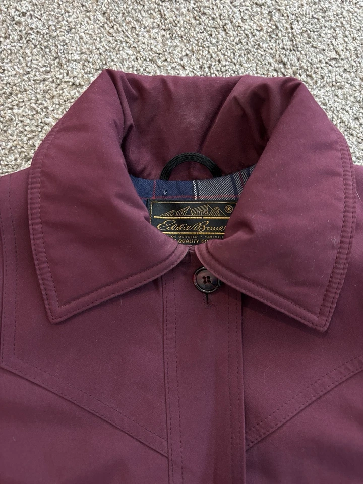 Casaco longo vintage feminino bordô Eddie Bauer com isolamento de penas de ganso grande - Imagem 4 de 4