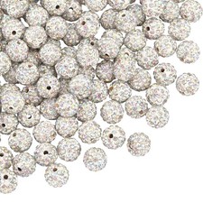 PH PandaHall 100pcs 10mm White Rhinestone Beads Crystal AB Clay Beads Polymer...