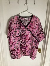Expo Uniform Pink Floral Scrub Top Size 1X