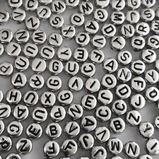 1000pcs Silver Alphabet Letter Beads 7x4mm for Jewelry Making  Braids