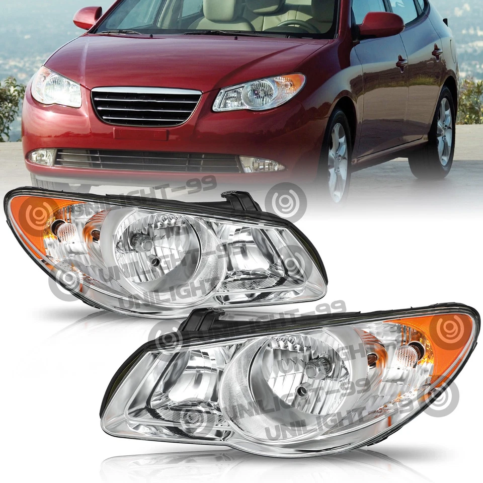 For 2007 2008 2009 2010 Hyundai Elantra Halogen Headlights Assembly Right & Left - Image 2 of 4