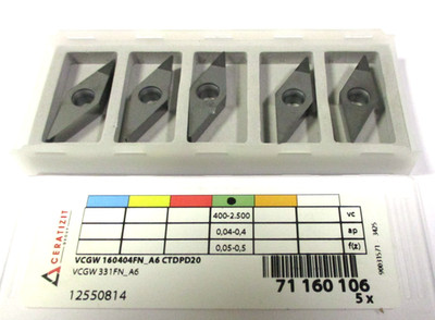 5 CERATIZIT PKD Wendeplatten zum Drehen VCGW 160404 FN_A6 CTDPD20 Neu H62793