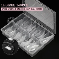 140Pcs/box Nail Tips Curved Extension 3D Eagle Claw Nails Thick Deeply
