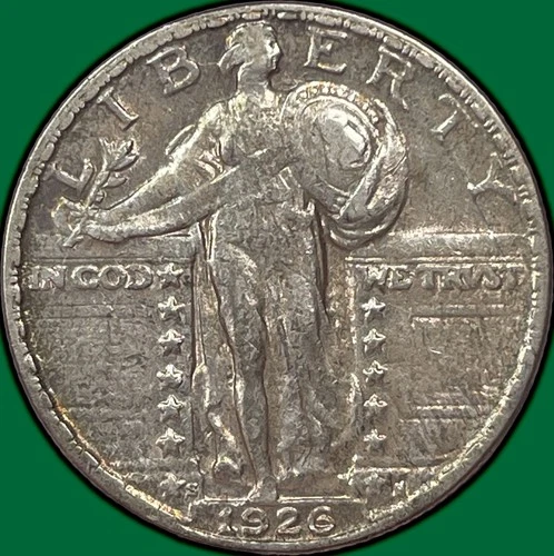 1926-S Standing Liberty Quarter Almost Uncirculated AU Coin, Scratch #33272