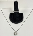 925 Sterling Silver Crystal Pendant Necklace & "I Love U" Ring 4g — photo 1
