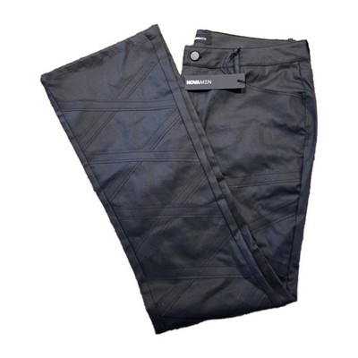 NWT NovaMEN Lloyd Waxed Stacked Slim Flare Jeans In Black Size 38x34 Rock Motor