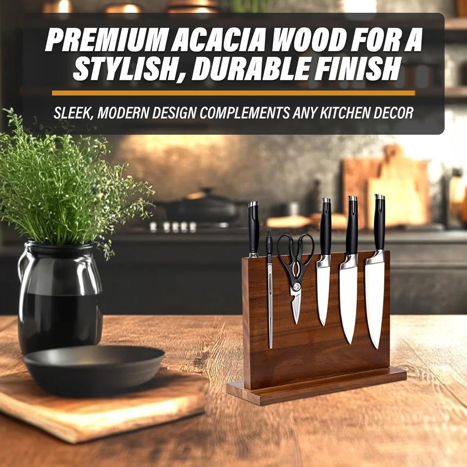 Wooden Magnetic Knife Holder - Dual - Sided Stand with Enhanced Magnets - Image 2 of 4