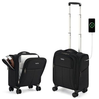 16 Inch Underseat Carry On Luggage with Wheels Softside Small Suitcases Perso...