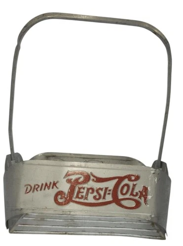 Vintage Pepsi-Cola Metal Bottle Carrier With Handle Pepsi Soda Pop Coke Collect