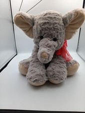 Hug Fun Jungle Plush 15" Gray Elephant Stuffed Animal W/ Bow Free Ship T1305