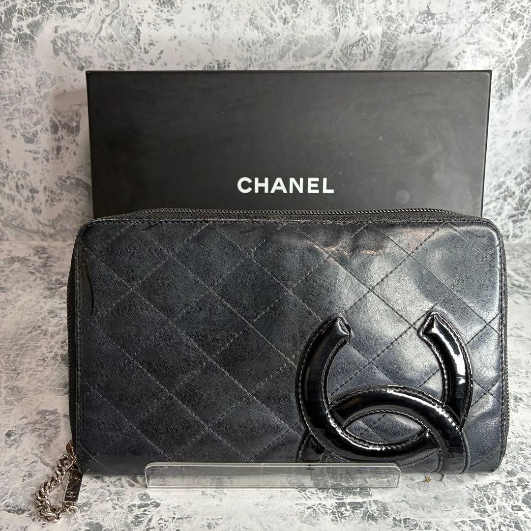 [Authenticated] CHANEL Chanel Long Wallet Round Zipper Cambon Line