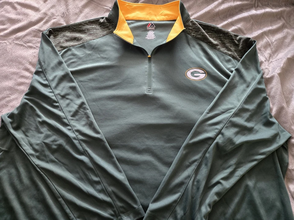 Pullover Majestic Green Bay Packers para hombre 4XL verde cuarto cremallera NFL Foto 2 de 4