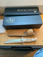 TVC6890 Buck Custom Shop 124 w/ Elk Stag Handle and Light Tank Buck Sheath Rare