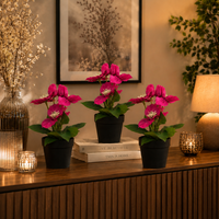 Kunstblume Christrosenbusch Im Topf Pink 3Er Set Kunstpflanze Wohn Deko Geschenk