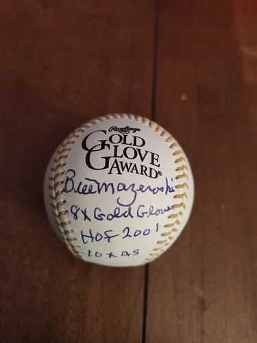 Bill Mazeroski Signed Gold Glove  Baseball 3 Inscriptions JSA