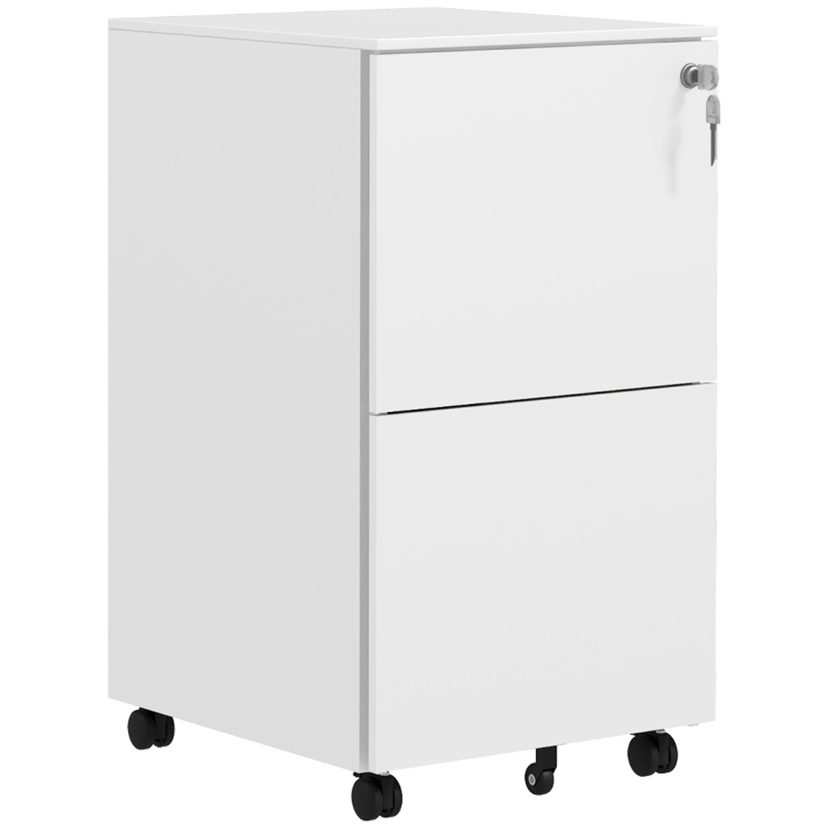 Filing Cabinet 2 Drawer Steel Lockable Mobile File Storage Wheels Office