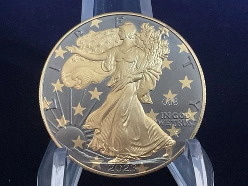 2023 1oz Silver Liberty Eagle.  “Golden Ring”.  COA in Sleeve.
