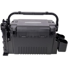 Large Dual-Layer Fishing Tackle Box Organizer with Rod & Cup Holders, Black