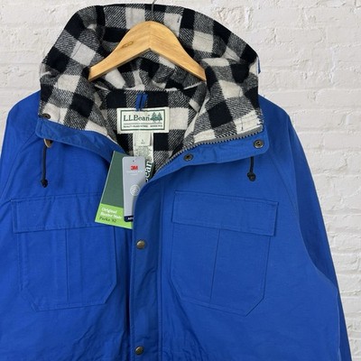 LL Bean Jacket Baxter State Parka 82 Wool Field Coat Hood Blue Mens Large Tall