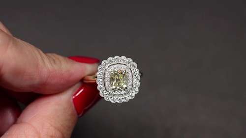 ANILLO DE CÓCTEL DE DIAMANTES TALLA MINA ANTIGUA DE 1 quilate certificado por gia estilo vintage halo platino - Vídeo 1 de 1