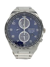 SEIKO Solar Watch Analog Stainless NVY SLV V195 0AE0